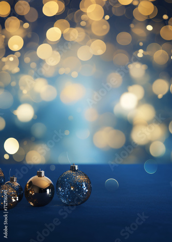 Blue and gold Abstract background and bokeh on New Year