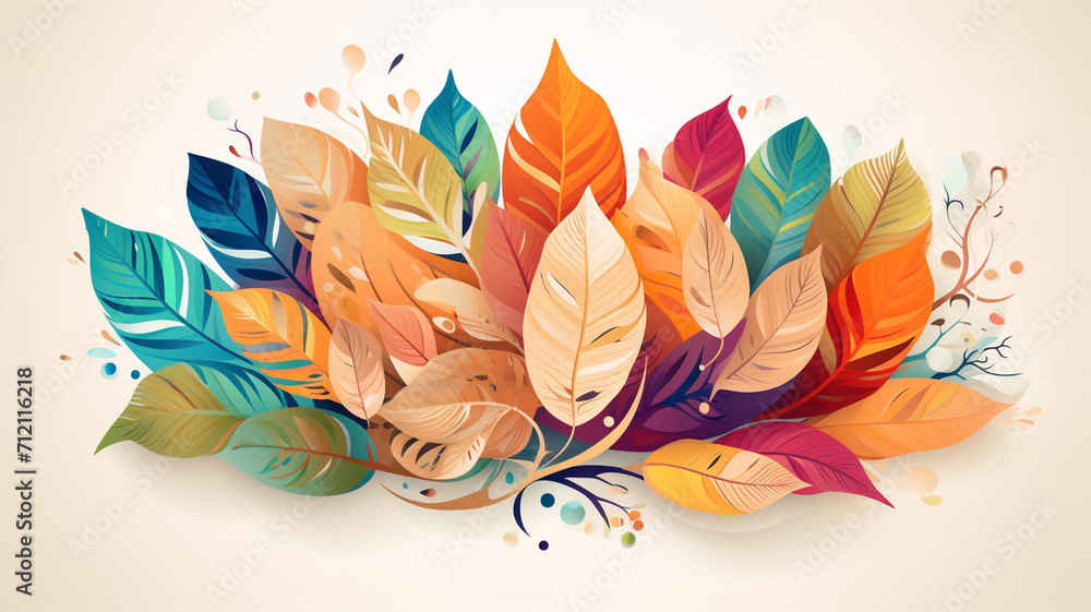 Flat Illustration Abstract Leaf Collage A flat design
