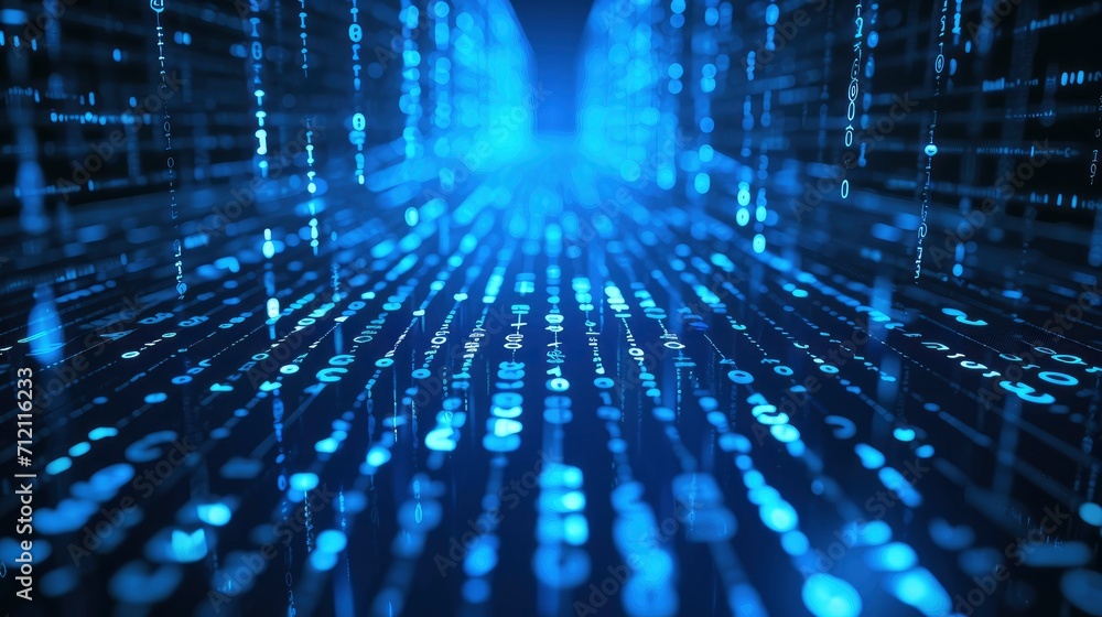 Blue digital binary data on computer screen background Blue digital binary data on computer screen background