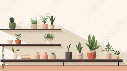 Flat Illustration Minimalist Indoor Plant Corner decoration