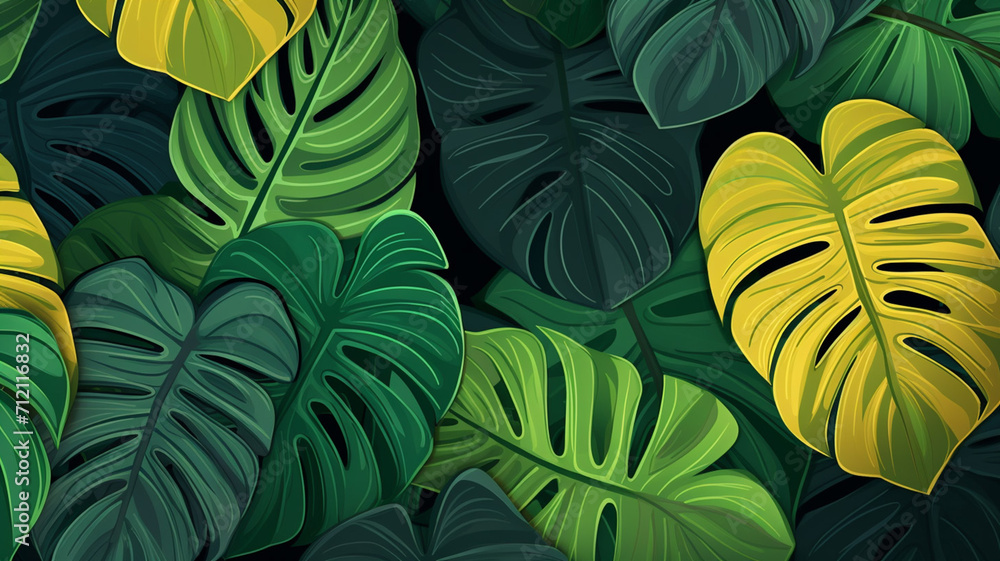 custom made wallpaper toronto digitalFlat Illustration Tropical Leaf Pattern A flat design nature