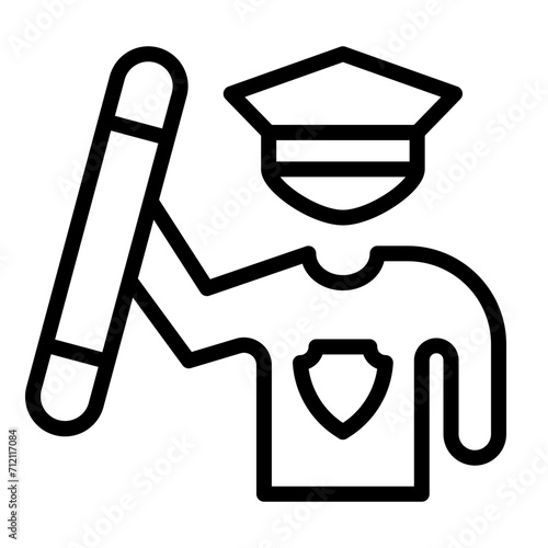 Policeman Holding Stick Icon Design