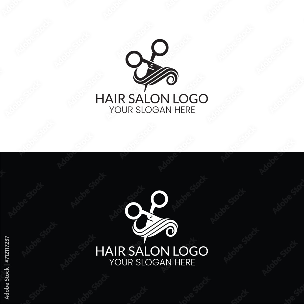 Barbershop, Barber, Haircut's salon scissor and hair minimalist flat logo templates vector eps Barbershop, Barber, Haircut's salon scissor and hair minimalist flat logo templates vector eps