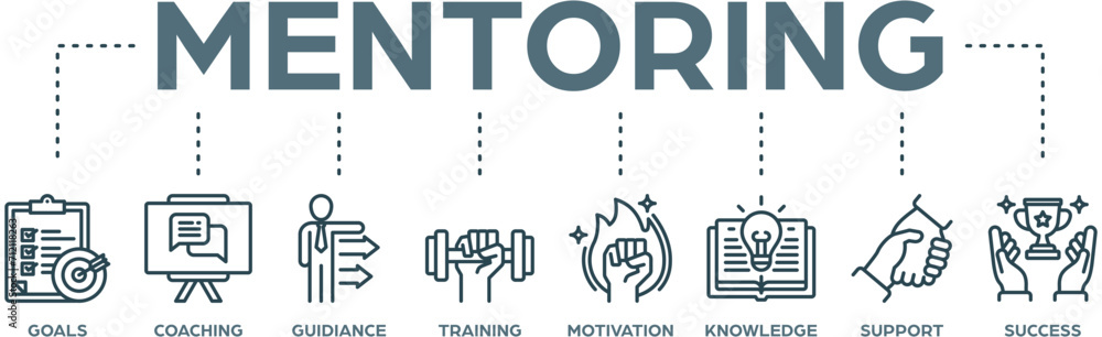 Mentoring banner web icon vector illustration concept Mentoring banner web icon vector illustration concept