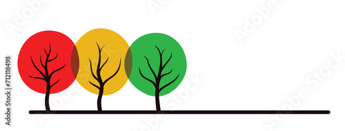 The park stylized symbol with colored trees.