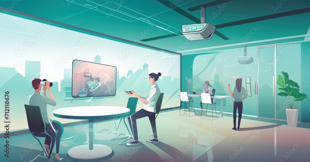 Innovative virtual reality classroom with immersive educational experiences. Innovative virtual reality classroom with immersive educational experiences.