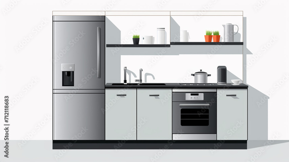Vector Illustration Compact and Efficient Kitchen illustration Vector Illustration Compact and Efficient Kitchen illustration