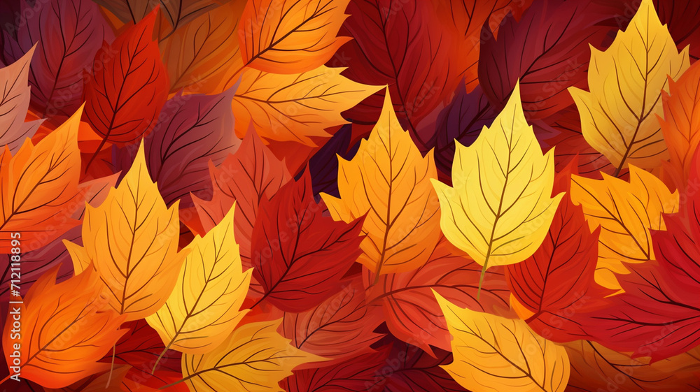 Vector Illustration Autumn Leaves Montage A vibrant art