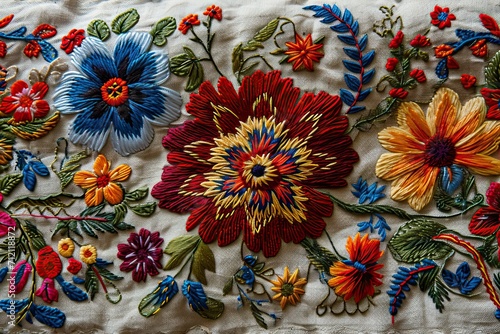 Colorful flowers embroidere...
