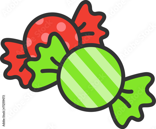 キャンディのアイコン（線画カラー）のイラスト