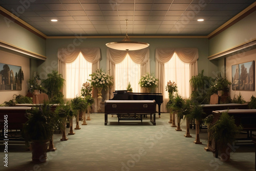 Hall for the funeral procession. Funerals. Farewell to the deceased. photo