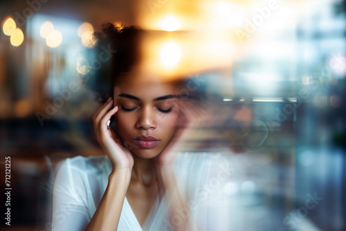 Reflective Woman with Dynamic Light Effects