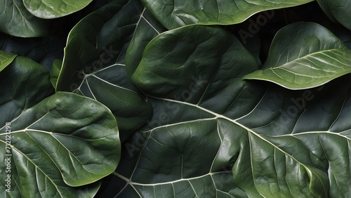 Beautiful seamless pattern of large green leaves from Generative AI