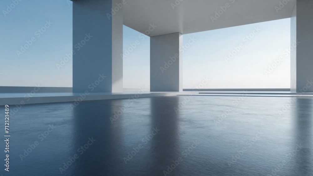 3d render of abstract modern architecture with empty concrete floor, car presentation background. 3d render of abstract modern architecture with empty concrete floor, car presentation background.