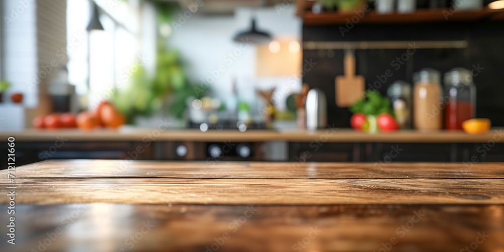 Empty kitchen table podium for product display presentation