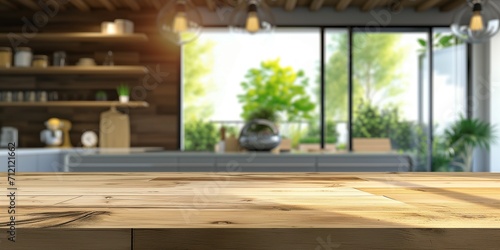 Empty kitchen table podium for product display presentation © xartproduction