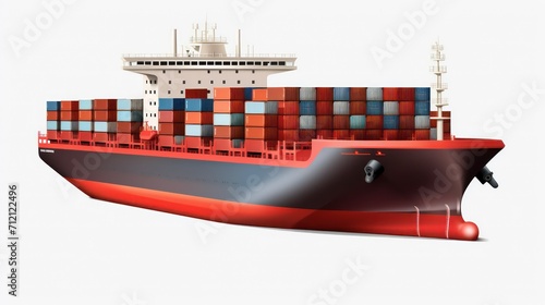 container cargo freight ship with cargo containers on a white background