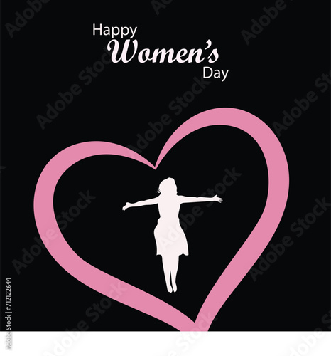 Happy Women's Day, Girl illustration for international women's day. March 8. Minimalistic design for international women's day concept. Vector