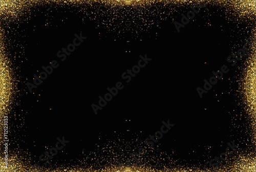luxury gold glitter sparkle light powder confetti frame round border
