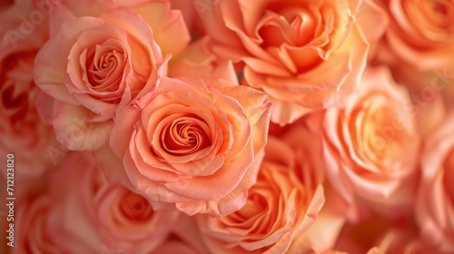 A Close-Up Photo Revealing the Delicate Petals and Intricate Beauty of a Rose Pattern in Soft Peach Tones