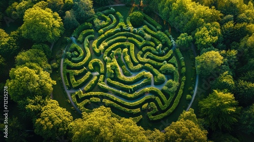 Aerial view of Green maze garden photo
