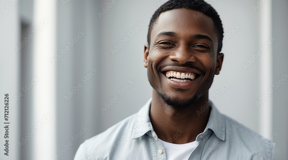 A young black african man with a radiant smile showcasing healthy, flawless teeth, symbolizing dental wellness from Generative AI A young black african man with a radiant smile showcasing healthy, flawless teeth, symbolizing dental wellness from Generative AI