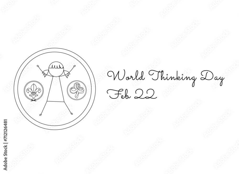 World Thinking Day single line art suitable for commemorating the day. World Thinking Day single line art suitable for commemorating the day.