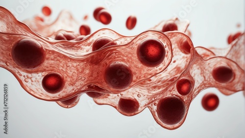 Wave of red blood cells on plain white background from Generative AI