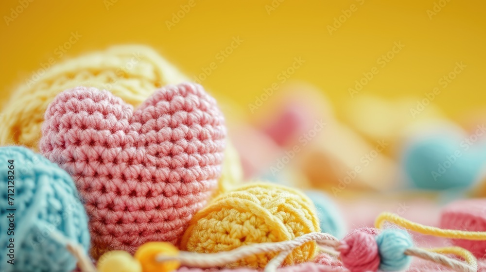 A Picture of a Crocheted Cute Heart, Ai Generated A Picture of a Crocheted Cute Heart, Ai Generated