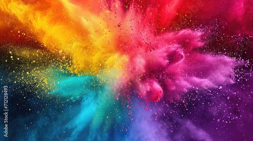 Vivid holi paint splatter with a burst of color powder  Ai Generated.