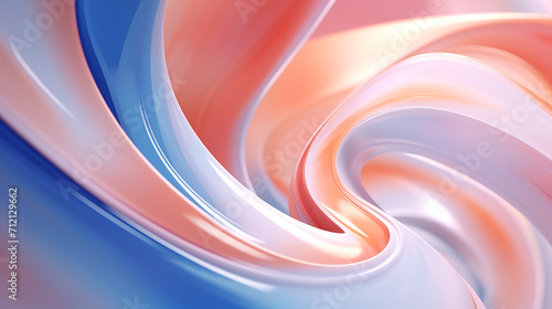 geometrical swirls in blue and pink in the style of render