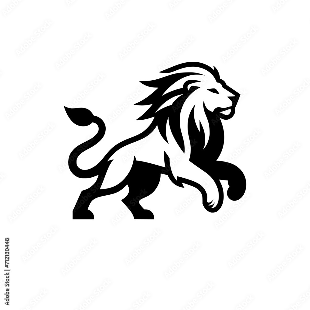 Fototapeta premium Vector Logo of a Charging Lion. Symbolizing Strength, Leadership, and Nobility. Versatile Design Perfect for Logos, Branding, and Marketing Initiatives. High Quality Illustration on white background.