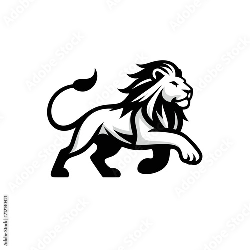 Vector Logo of a Charging Lion. Symbolizing Strength  Leadership  and Nobility. Versatile Design Perfect for Logos  Branding  and Marketing Initiatives. High Quality Illustration on white background.