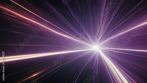 A background of light speed, hyperspace, and space warp, with vibrant streaks of purple light converging from Generative AI