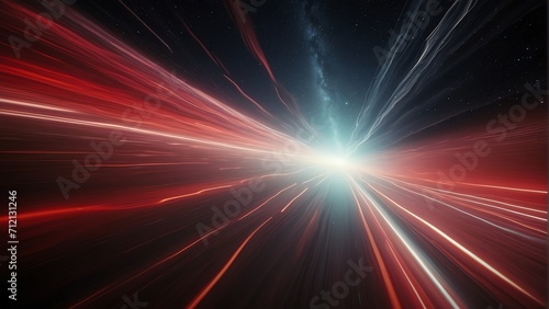 A background of light speed, hyperspace, and space warp, with vibrant streaks of red light converging from Generative AI