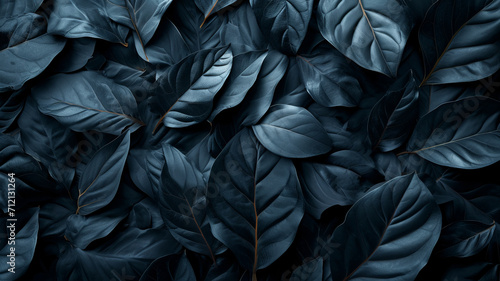 Textures of abstract black leaves for tropical leaf background. Flat lay  dark nature concept  tropical leaf generative ai