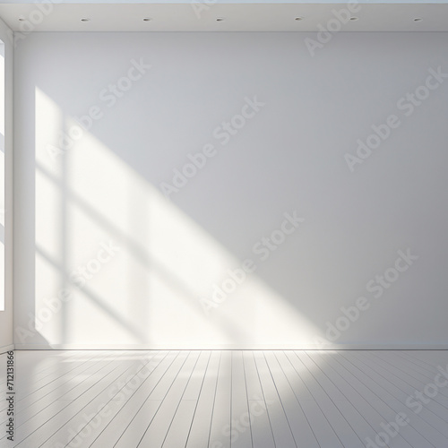 fotografia de estancia intenrior con paredes y suelos blancos y entrada de luz natural