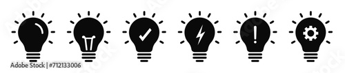 Light bulb line icons set. Idea lamp icon collection.. Different types of light bulbs, icon, vector.
