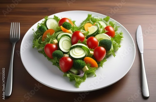 vegetable salad in the shape of a heart. The 14th of February. Love. Proper nutrition