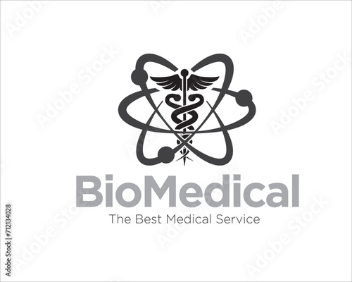 caduceus health for bio medical logo and health protection photo