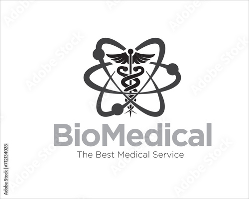 caduceus health for bio medical logo and health protection