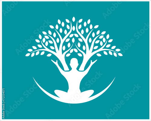 meditation tree logo designs for traditional health and eco logo