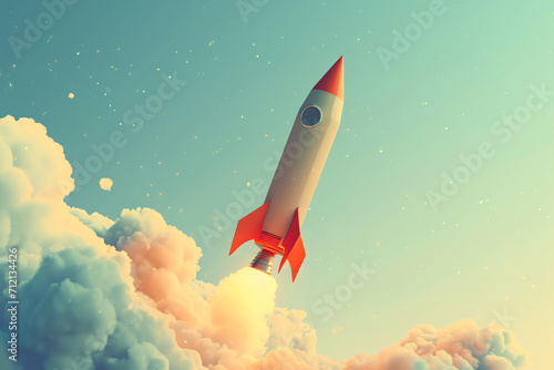 rocket to space, concept of success, AI generated