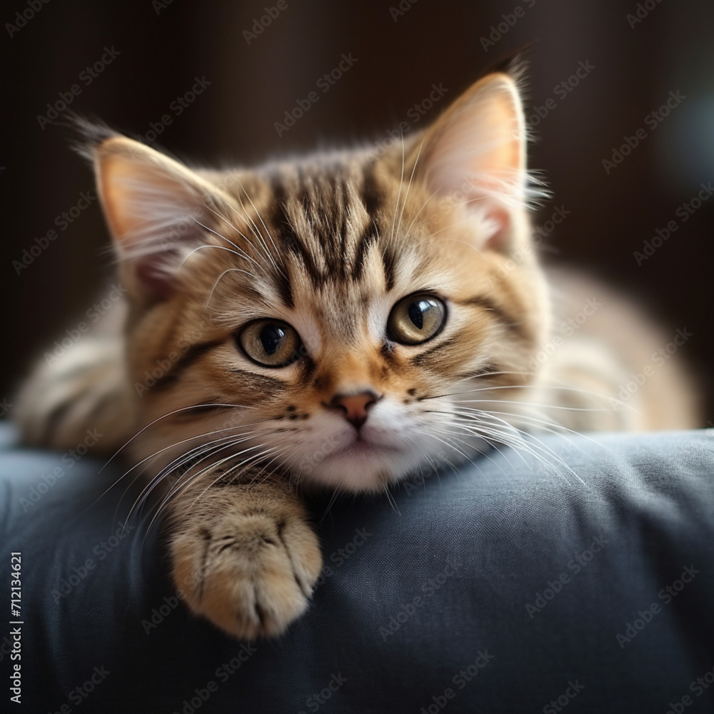 fotografia con detalle de adorable gatito con cara de descanso