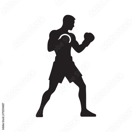 Fluid Mastery: Boxer Silhouette in an Elegant Display of Boxing Technique and Mastery - Boxer Man Silhouette - Man Boxing Vector 
