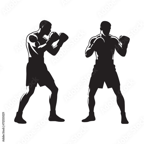 Prowess Unleashed: Boxer Silhouette Displaying the Raw Athleticism of a Skilled Fighter - Boxing Silhouette - Boxer Vector

