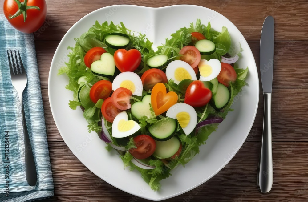 vegetarian vegetable salad in the shape of a heart. The 14th of February. Love. Proper nutrition
vegetarian vegetable salad in the shape of a heart. The 14th of February. Love. Proper nutrition