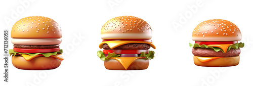 3d rendering of delicious cheese burger soft smooth lighting