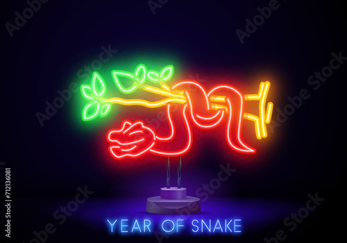 Happy Chinese new year 2025 Zodiac sign, year of the Snake, with red paper cut art and craft style on white color background (Chinese Translation : happy new year 2025, year of the Snake)