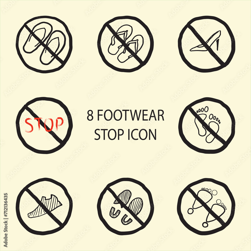 Footwear stopper icon pack, Hand-drawn icon pack Footwear stopper icon pack, Hand-drawn icon pack
